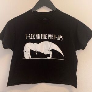 Funny T-Rex No Like Push Ups Dinosaur Graphic Cropped Tee Ann Arbor Size S
